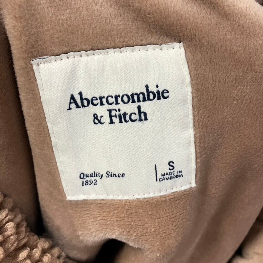 Abercrombie & Fitch Cozy Half Zip Pullover Sweatshirt Womens Small Brown Relaxed - Picture 8 of 11